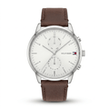 Tommy Hilfiger Multi-Function Leather Strap Watch (Classic Silver Dial)