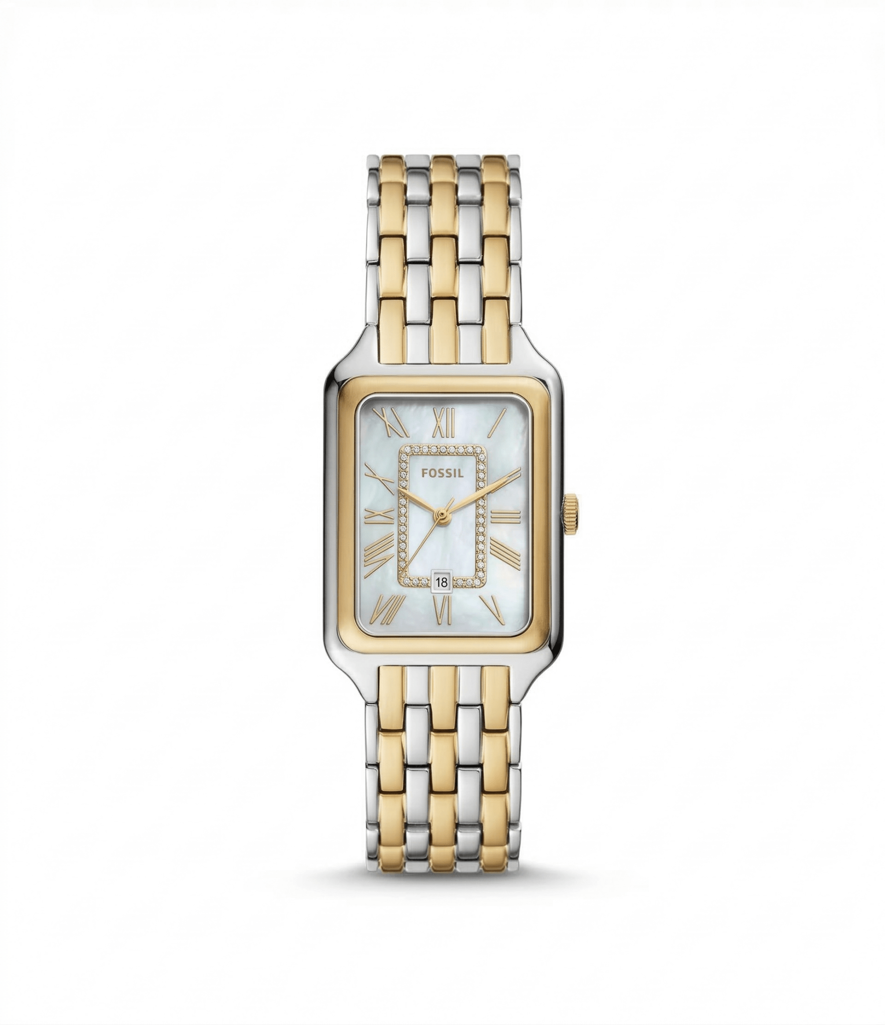 Fossil Silver & Gold Rectangular Mirror Women’s Watch
